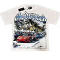 white Godspeed car graphic T-shirt